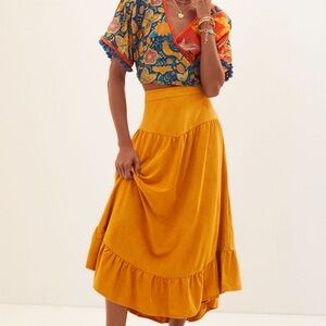 Anthropologie Mustard A-Line Skirt